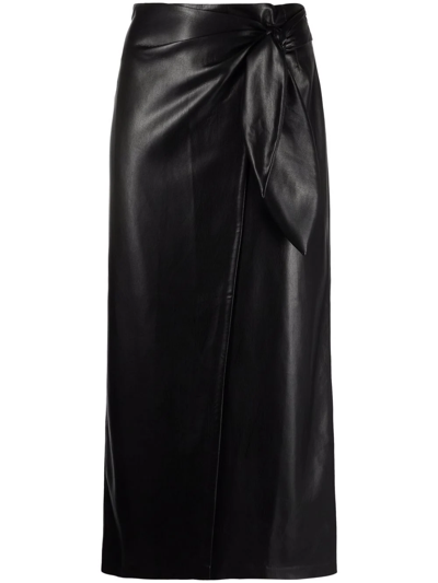 Shop Nanushka Vegan-leather Wrap Skirt In Black
