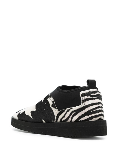 Shop Suicoke Animal-print Slip-on Shoes In Safari Black