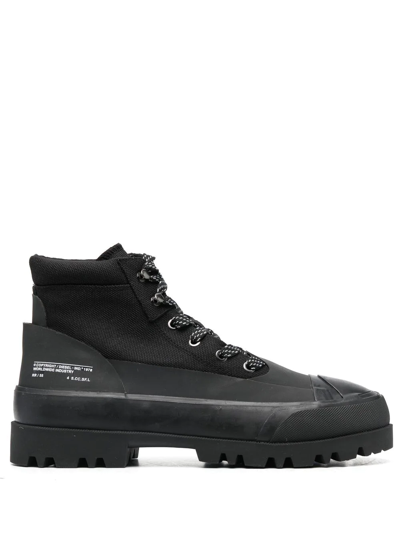 Diesel Hiko Hybrid Lace-up Boots In Schwarz