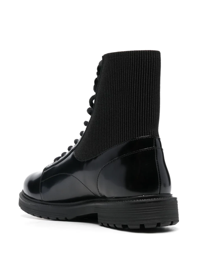 Diesel High Boot Man Black Leather Elegant In Black