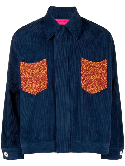 Shop The Elder Statesman Corduroy Patchwork Jacket In Blau