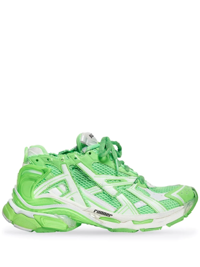 Shop Balenciaga Runner Panelled Sneakers In Green