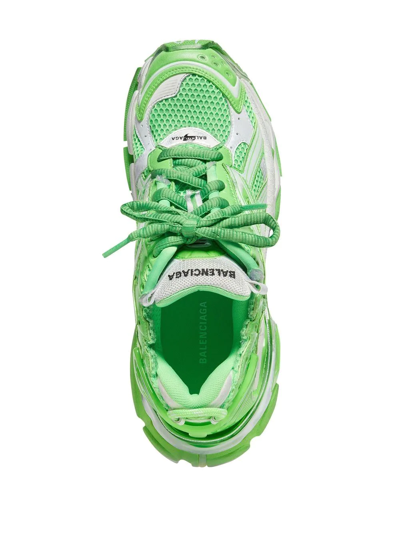 Shop Balenciaga Runner Panelled Sneakers In Green