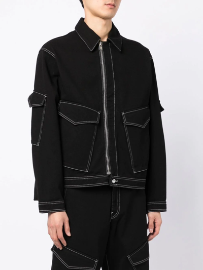 Shop Dion Lee Cargo-pocket Denim Jacket In Black