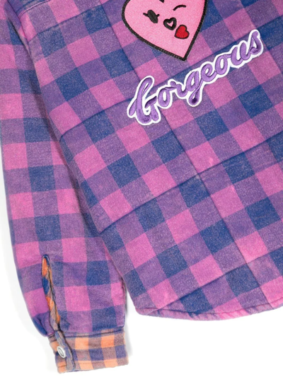 Shop Natasha Zinko Plaid Patchwork Flannel Shirt In Violett