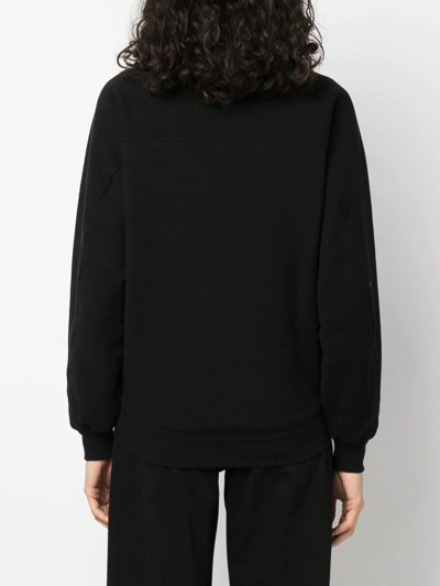 Shop Saint Laurent Embroidered Logo Crew-neck Sweatshirt In Black