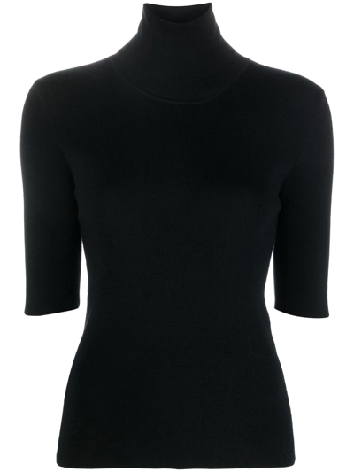 Shop Filippa K Roll-neck Fine-knit Top In Black