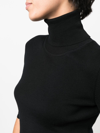 Shop Filippa K Roll-neck Fine-knit Top In Black