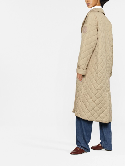 Tommy Hilfiger Sorona Quilted Belted Coat In Nude