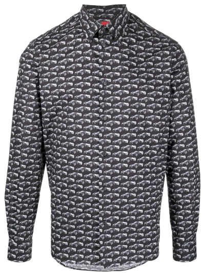 Shop Ferrari -print Cotton Shirt In Black