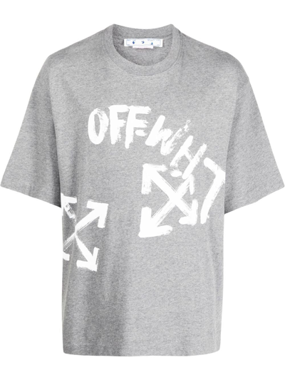 Shop Off-white Logo-print Detail T-shirt In Grau