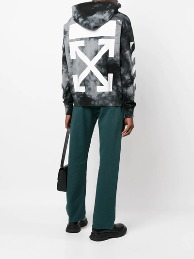 Shop Off-white Arrow Tie-dye Print Hoodie In Grau