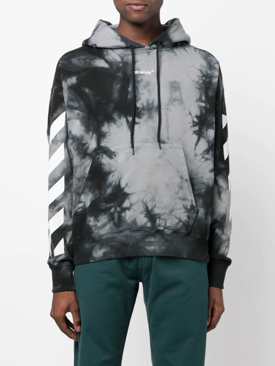 Shop Off-white Arrow Tie-dye Print Hoodie In Grau