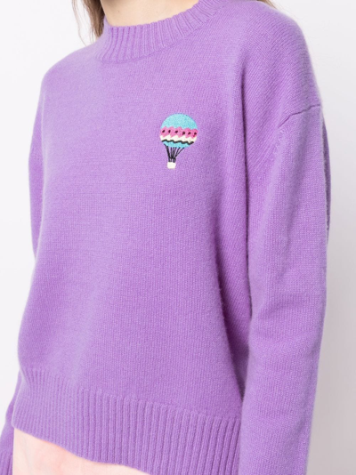 Shop Mira Mikati Embroidered-balloon Detail Jumper In Purple
