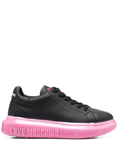 Love Moschino Heart-motif Low-top Sneakers In Nero E Rosa | ModeSens