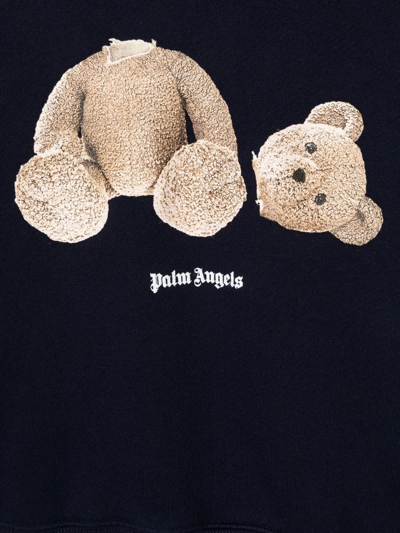 Shop Palm Angels Teddy-bear Print Cotton Hoodie In Blau