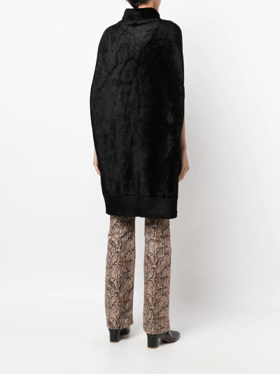 高领针织丝绒斗篷