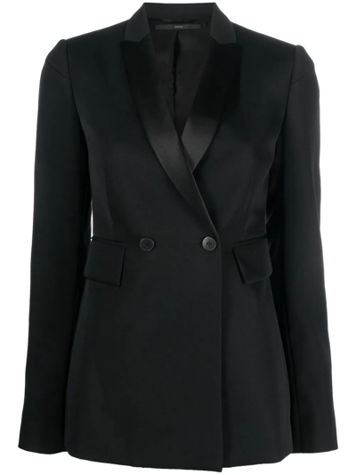 Shop Sapio Double-breasted Wool Blazer In Black