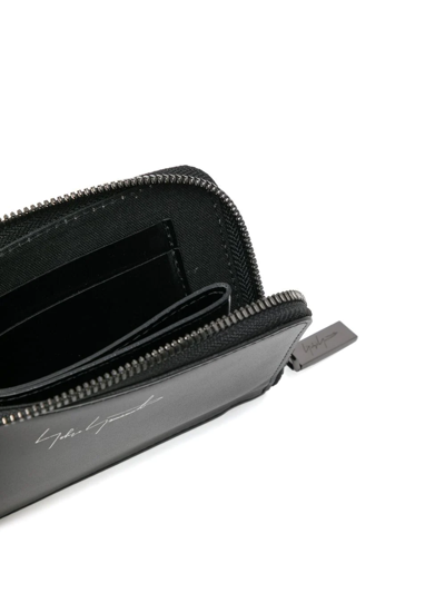 Shop Yohji Yamamoto Logo-print Leather Wallet In Black