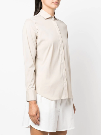 Brunello Cucinelli Long-sleeve Cotton Shirt In Nude