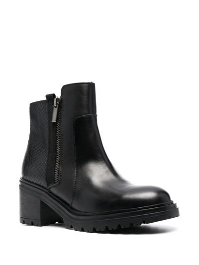 Geox Damiana Snakeskin Embossed Block Boot In Schwarz