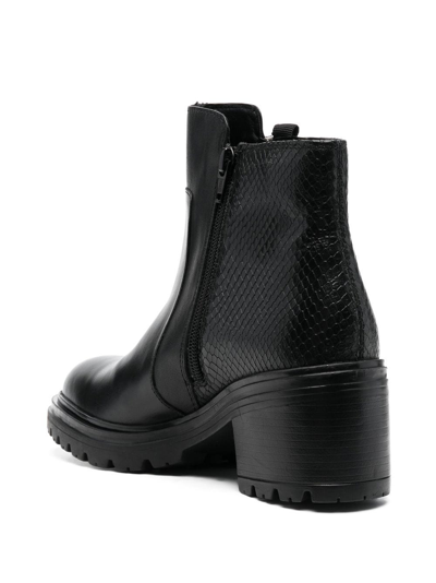 Geox Damiana Snakeskin Embossed Block Boot In Schwarz