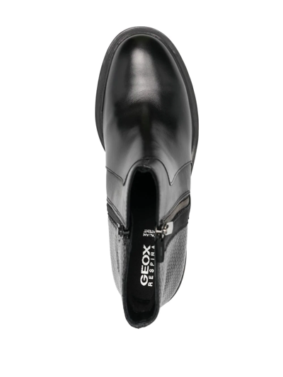 Geox Damiana Snakeskin Embossed Block Boot In Schwarz