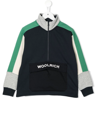 Shop Woolrich Embroidered-logo Sweatshirt In Blau