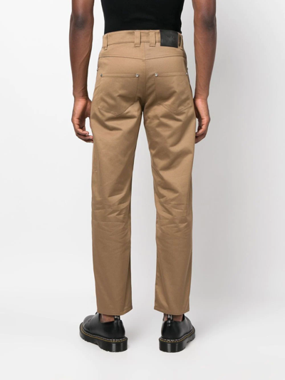 Shop Gmbh Double-zip Straight-leg Jeans In Braun