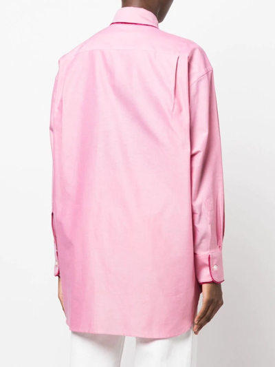 Shop Etro Logo-embroidered Cotton Shirt In Pink