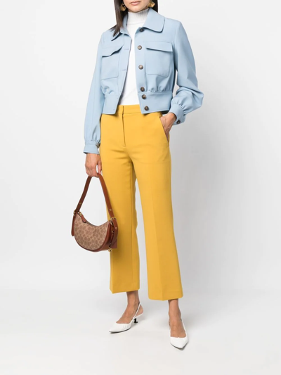 Shop Rochas Cropped Flared Trousers In Gelb