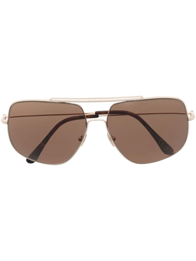 Shop Tom Ford Tinted-lens Pilot-frame Sunglasses In Gold