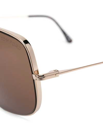 Shop Tom Ford Tinted-lens Pilot-frame Sunglasses In Gold
