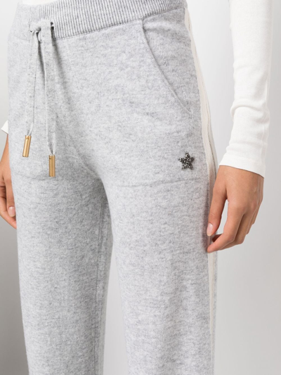 Shop Lorena Antoniazzi Crystal Embellished Track Pants In Grey