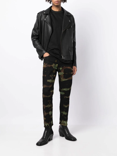 Shop Stain Shade Abstract-print Straight-leg Jeans In Schwarz