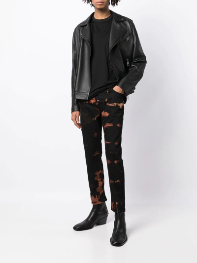 Shop Stain Shade Bleached-effect Straight-leg Jeans In Schwarz