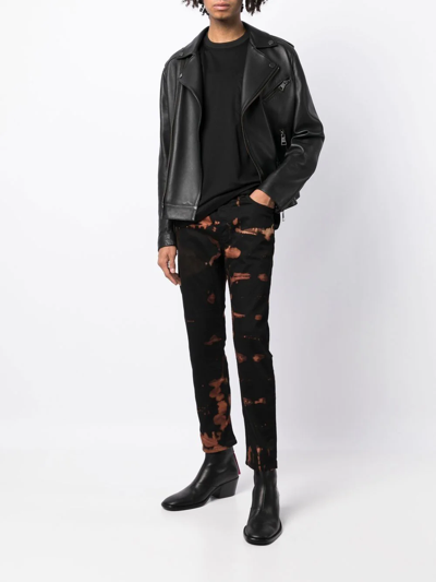 Stain Shade Bleached-effect Straight-leg Jeans In Schwarz