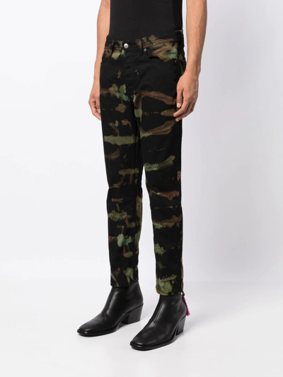 Shop Stain Shade Abstract-print Straight-leg Jeans In Schwarz