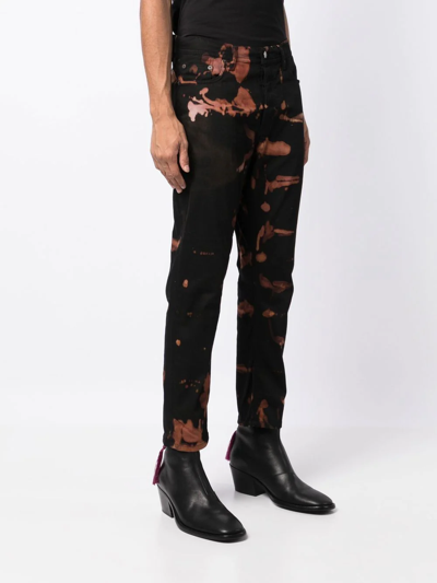 Shop Stain Shade Bleached-effect Straight-leg Jeans In Schwarz