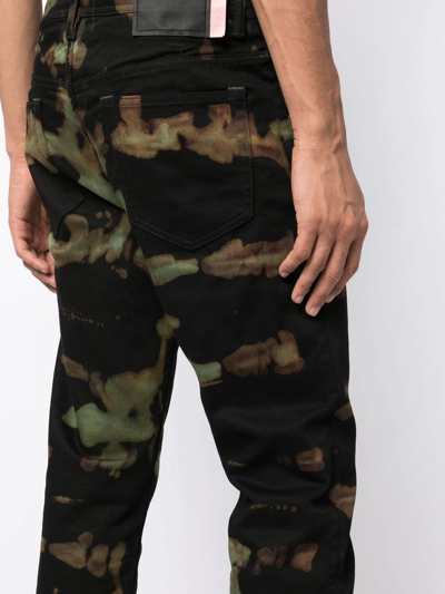 Stain Shade Abstract-print Straight-leg Jeans In Schwarz
