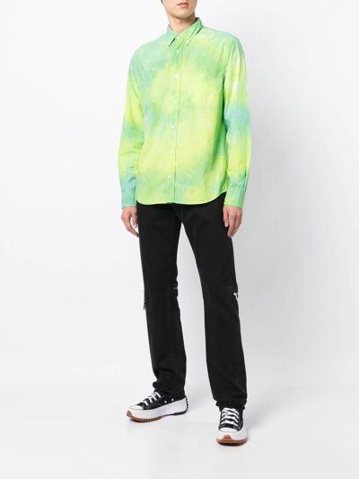 Stain Shade Long-sleeve Tie-dye Shirt In Green