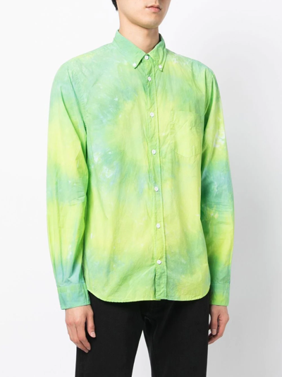 Stain Shade Long-sleeve Tie-dye Shirt In Green