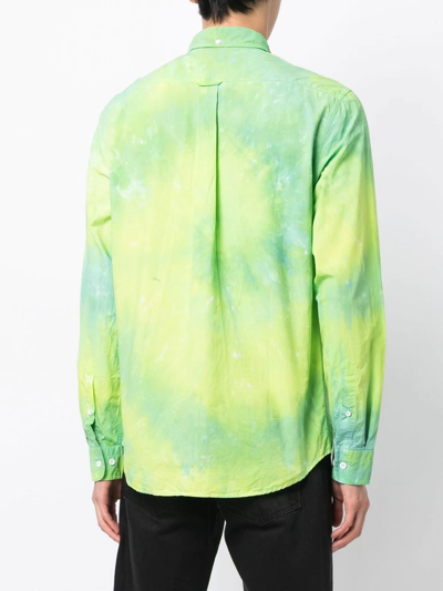 Shop Stain Shade Long-sleeve Tie-dye Shirt In Green