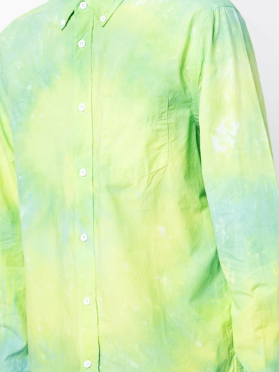 Stain Shade Long-sleeve Tie-dye Shirt In Green