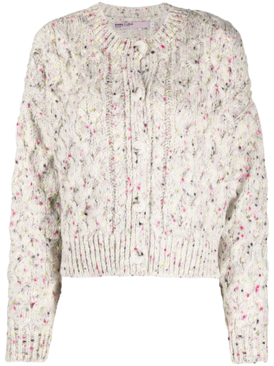 BIMBA Y LOLA SPECKLED CABLE-KNIT CARDIGAN 