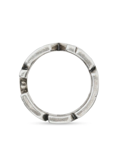 Shop Burberry Palladium-plated Logo Ring In Silver