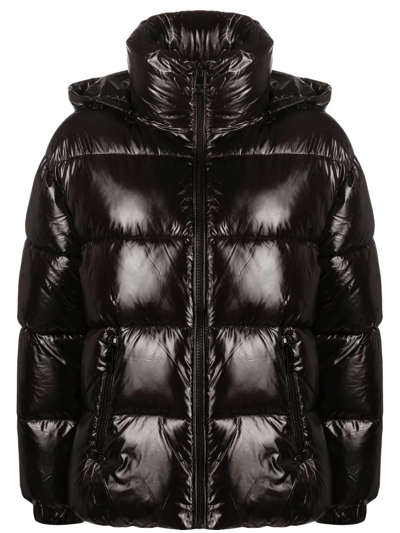 Shop Michael Michael Kors High-shine Puffer Jacket In Schwarz