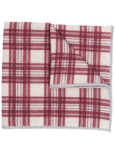 Shop Eleventy Check-pattern Pocket Square In Rot