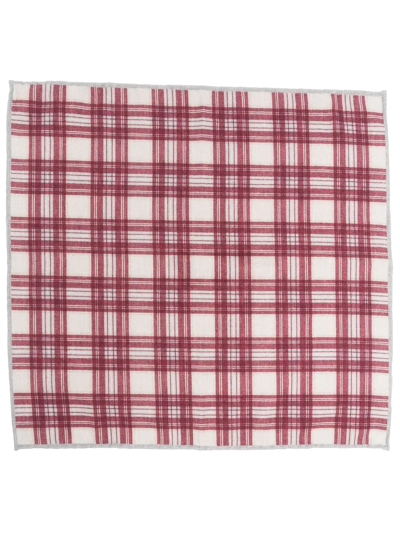 Shop Eleventy Check-pattern Pocket Square In Rot