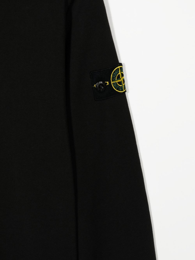 Shop Stone Island Junior Logo-patch Cotton Sweatshirt In Schwarz